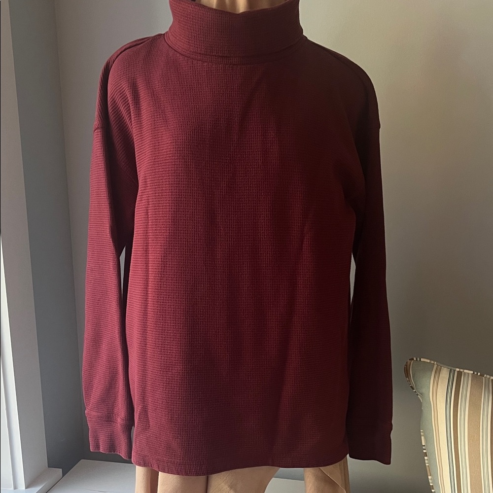 Lands' End Women's Maroon Turtleneck Top